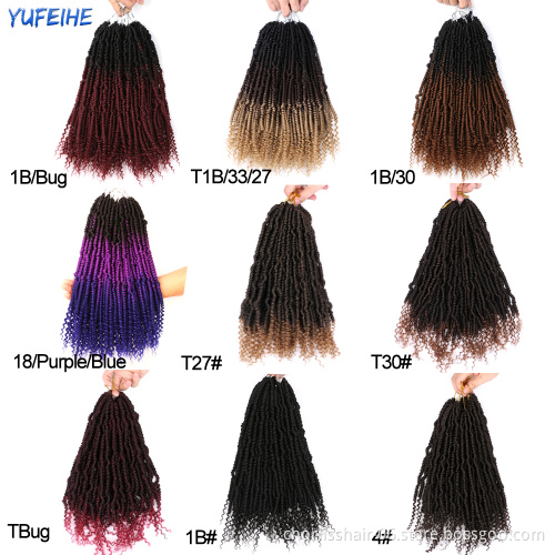 Cheap Synthetic Fiber Ombre Prelooped Passion Twist Locs Braiding Hair Crochet Braids Synthetic Bundles Curly Afro Water Wave